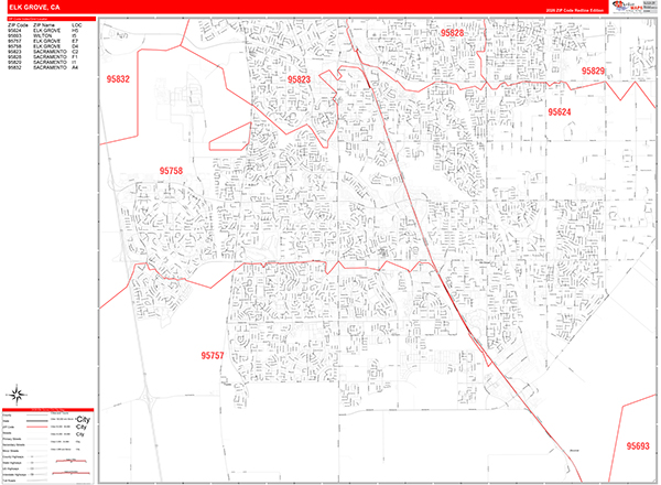 Elk Grove Map Red Line Style